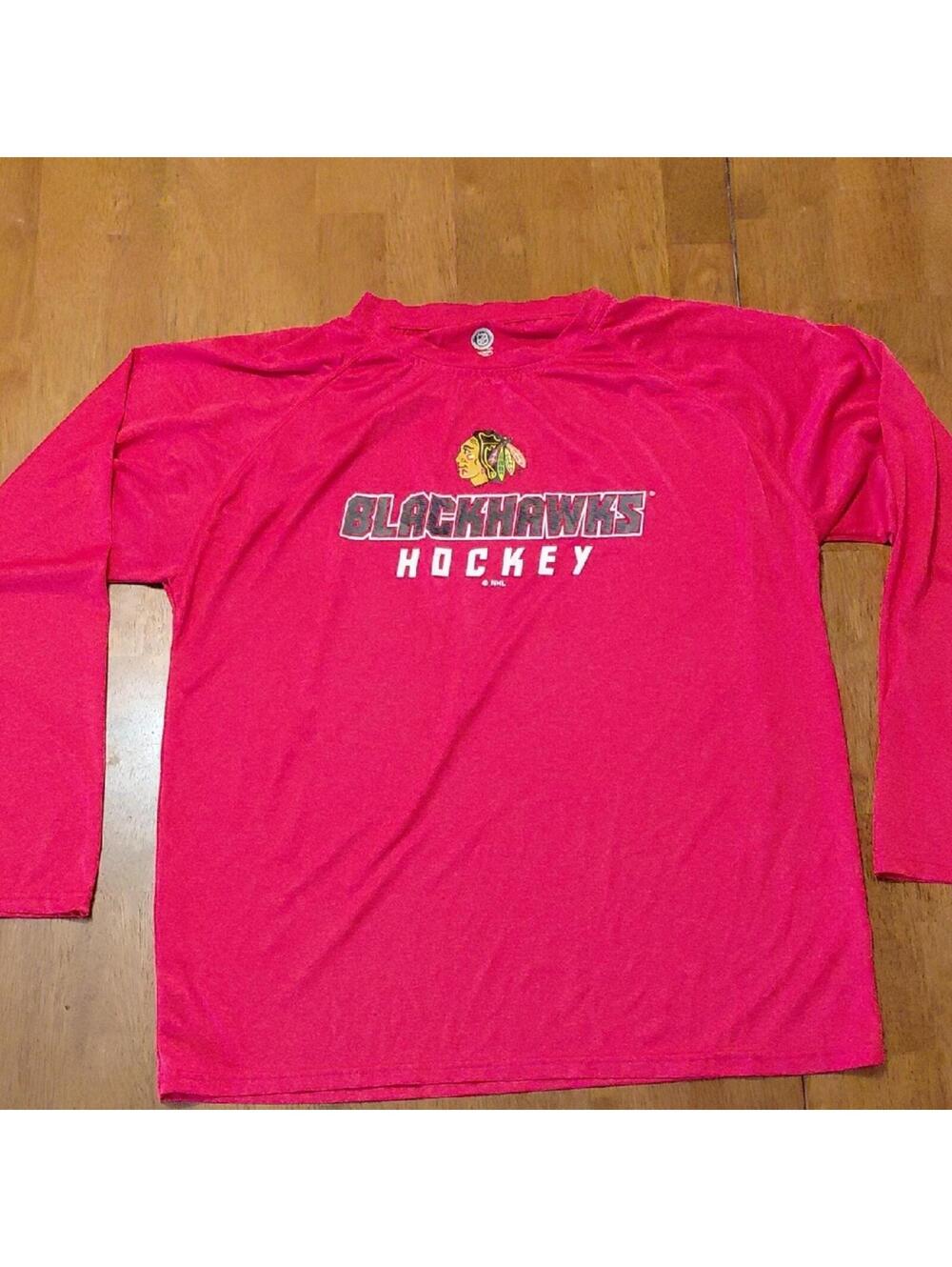 NHL Blackhawks Red Long Sleeve Hockey Tee